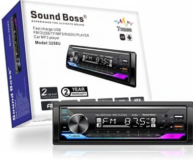 Sound Boss SB-3258U Charge Pro+ DUAL USB/Bluetooth/FM/AUX/SD/UNIVERSAL Car Stereo (Single Din)