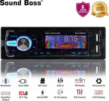 Sound Boss SB-48 Bluetooth Wireless With Phone Caller Id Receiver Car Stereo (Single Din)