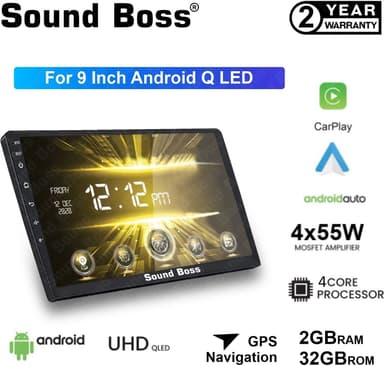 Sound Boss Androidify 3rd Generation 9" Inch QLED IPS Android (2GB/32GB) Car Stereo (Double Din)