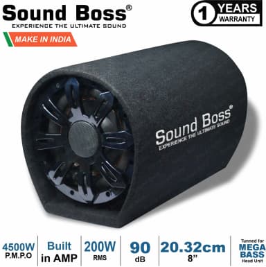 Sound Boss SB-X4500M8 8X16 8-INCH BassTube with In-Built Amplifier | 4500W PMPO Subwoofer (Powered , RMS Power: 200 W)